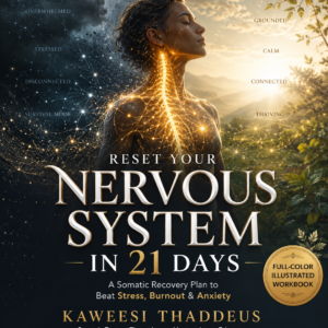 Reset Your Nervous System in 21 Days book cover — A Somatic Recovery Plan to Beat Stress, Burnout and Anxiety, by Kaweesi Thaddeus